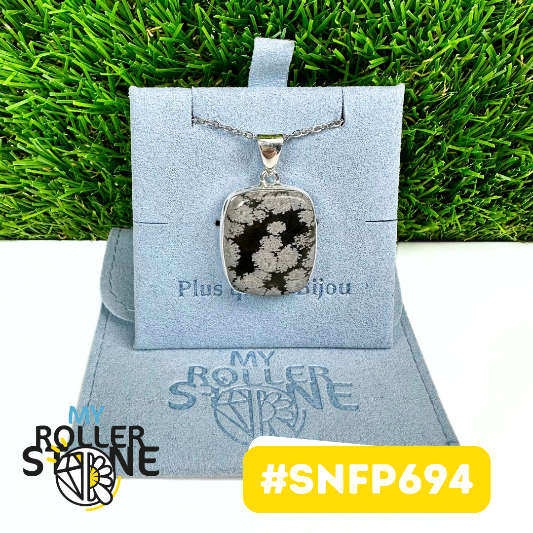 Pendentif Obsidienne Flocon de neige Argent 925 (SNFP694)
