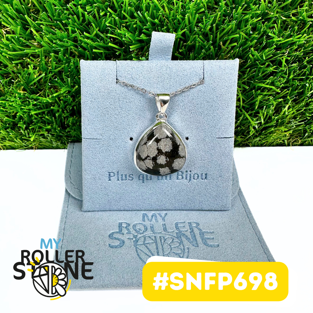 Pendentif Obsidienne Flocon de neige Argent 925 (SNFP698)