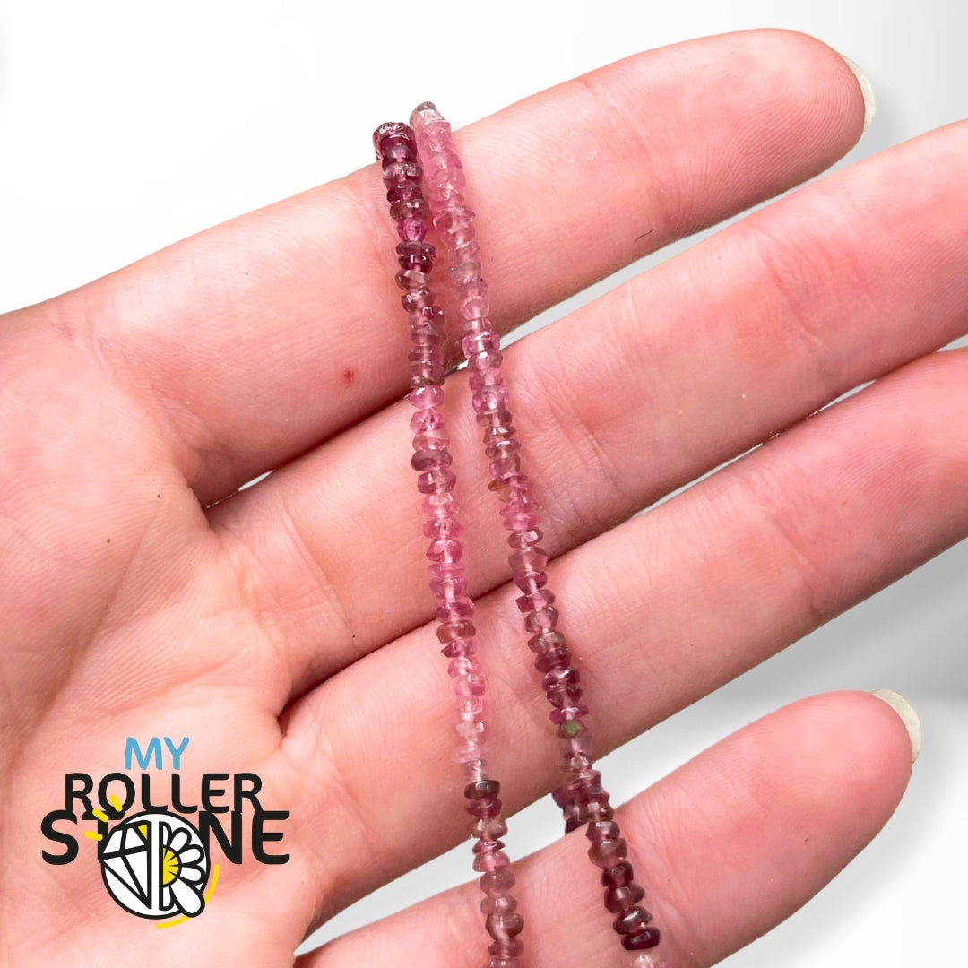 Perles Rondelles Facettées Tourmaline Rose 2 MM