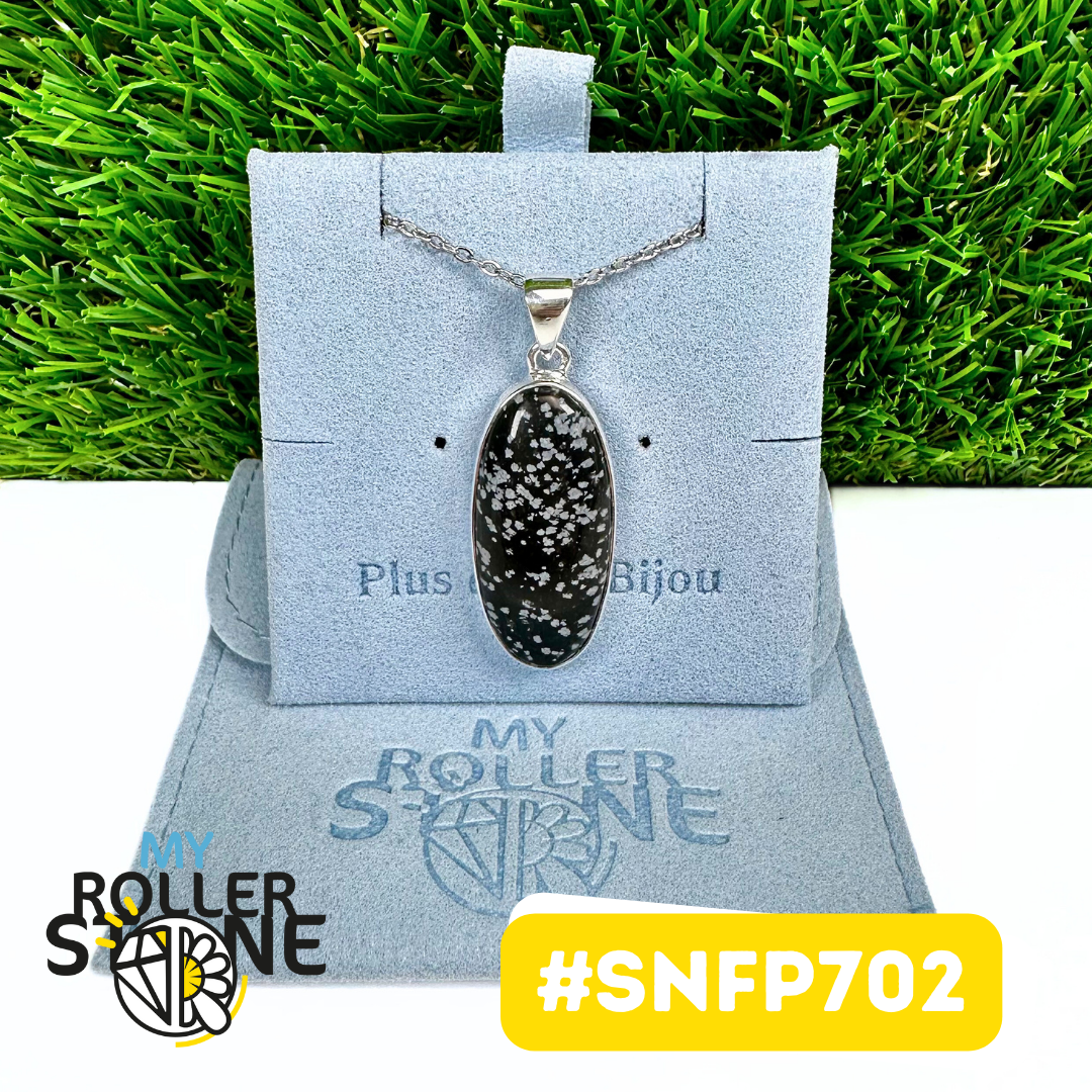 Pendentif Obsidienne Flocon de neige Argent 925 (SNFP702)