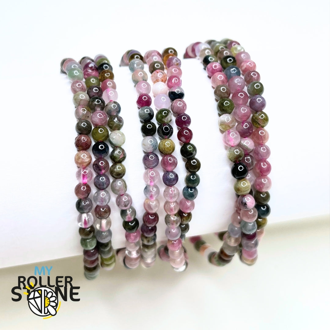 Bracelet Triple en Tourmaline multicolore 4mm