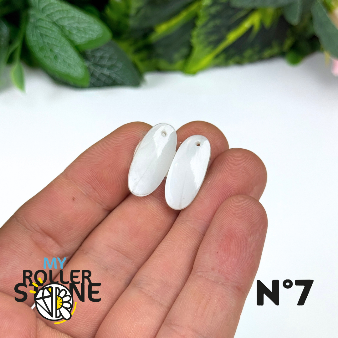 Paire de Cabochon percé en Pierre de lune D'Inde pour Boucles d'oreilles