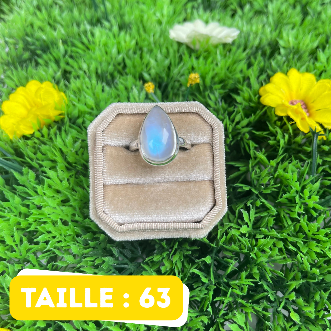 Bague Pierre de Lune Blue Fire #208