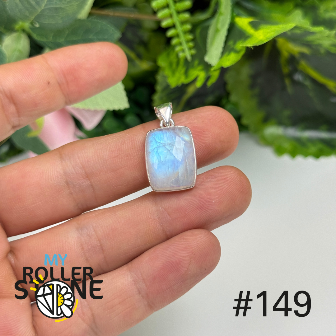 Pendentif argent pierre de lune blue fire #P149