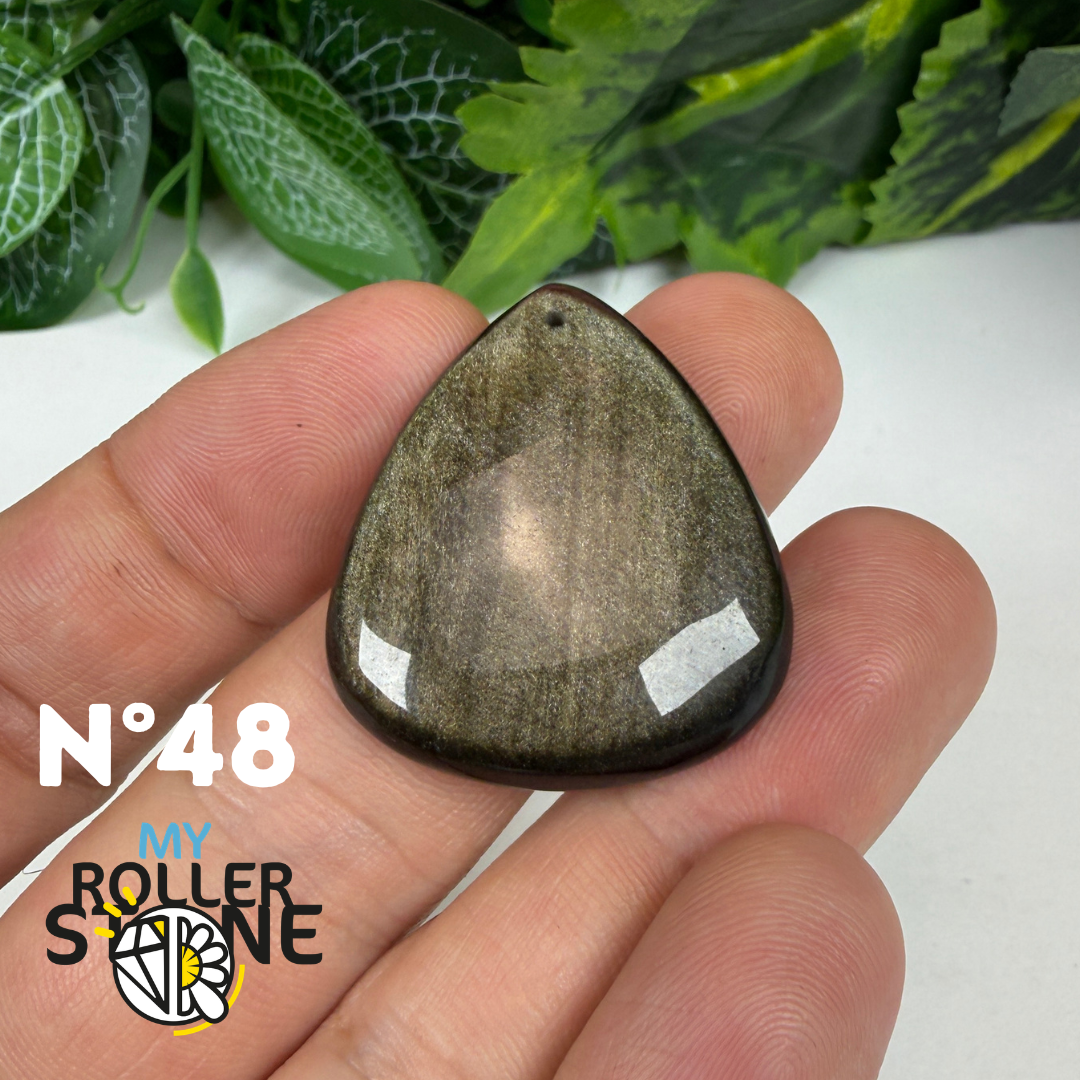 Pendentif Obsidienne dorée 5A percé