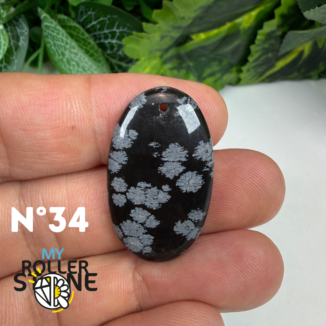 Pendentif Obsidienne flocon de neige 5A percé