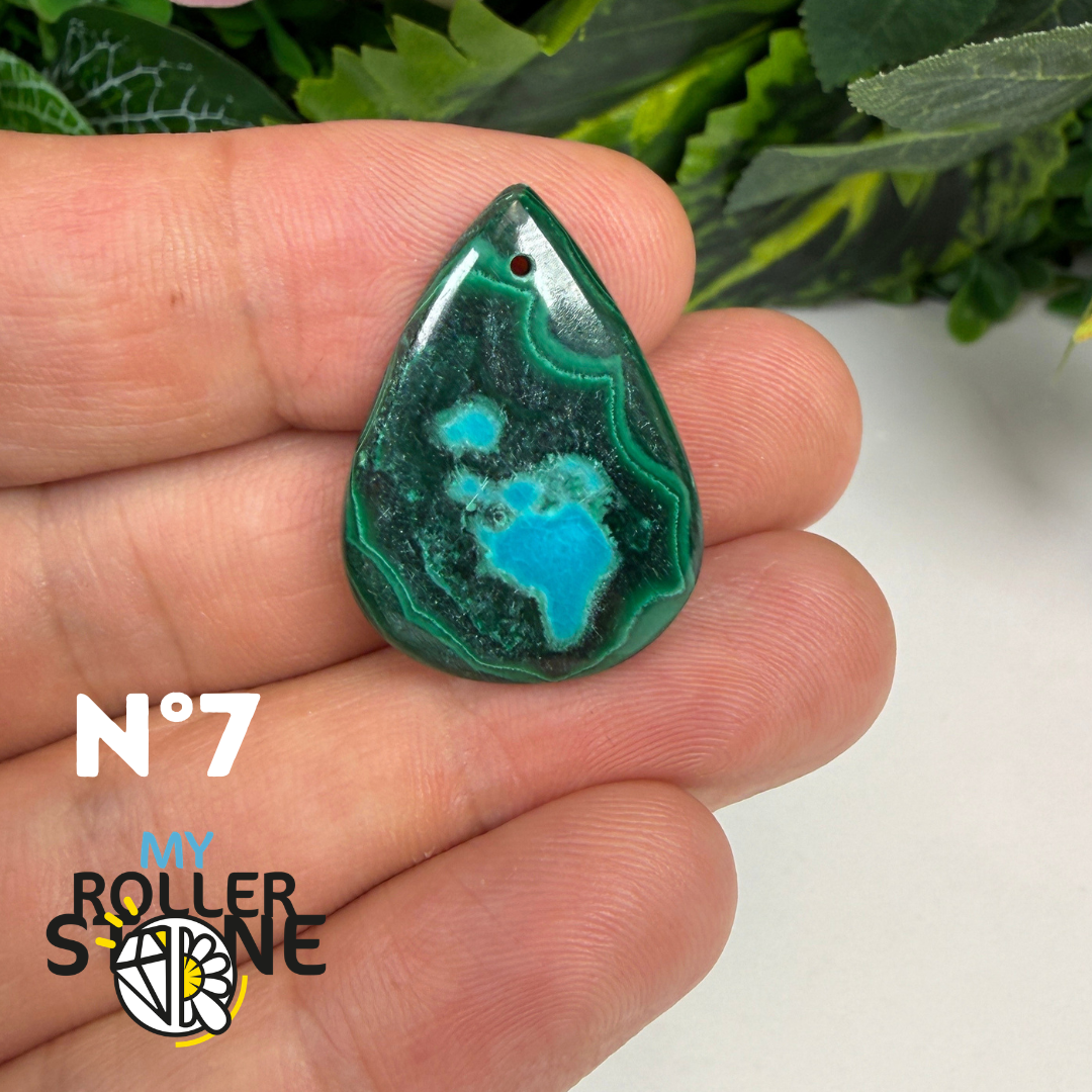 Pendentif Malachite Chrysocolle Percé 5A