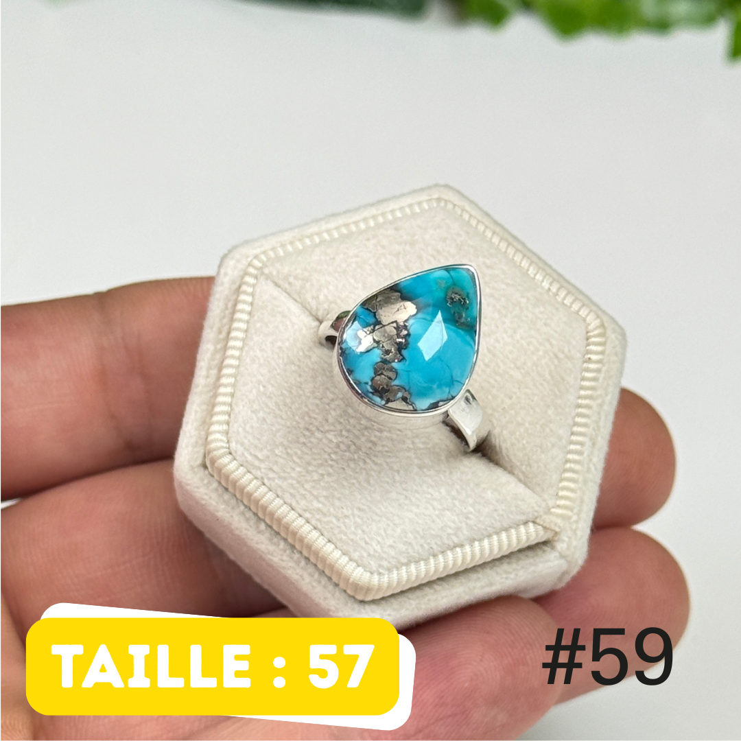 Bague argent 925 turquoise persane Nishapur #TR59