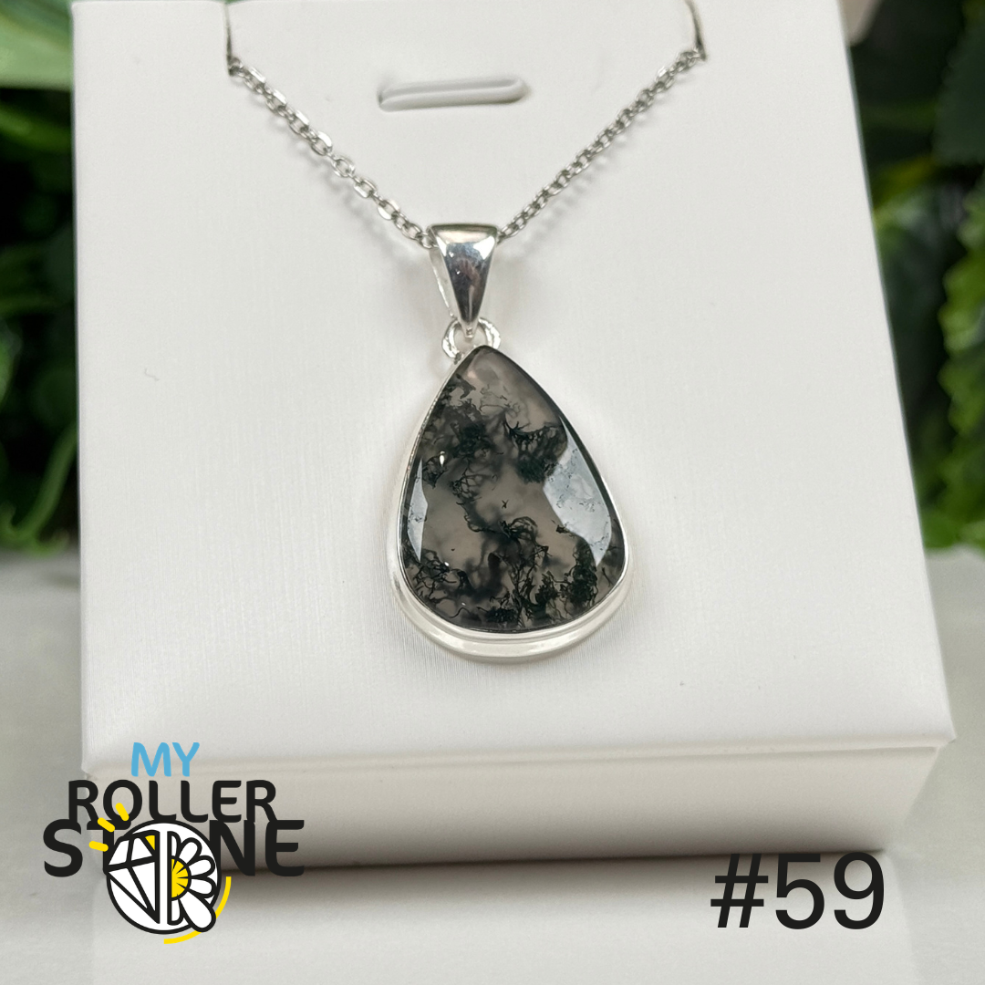 Pendentif argent 925 agate mousse #SP59