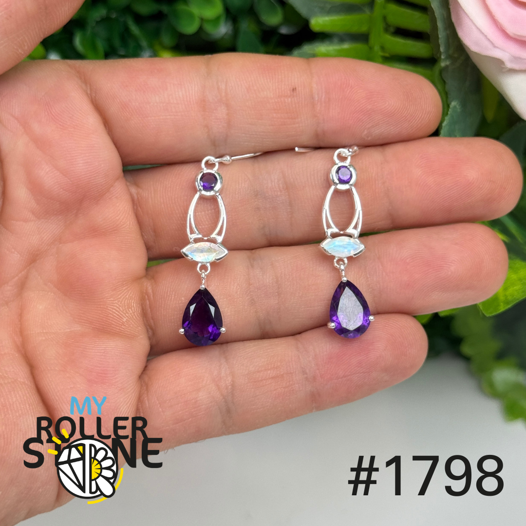 Boucles d’oreilles argent 925 améthyste facettée #1798