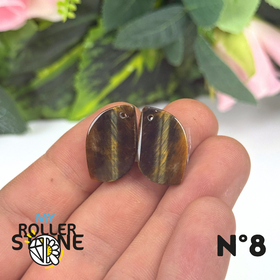 Paire de Cabochon percé en Oeil de Faucon pour Boucles d'oreilles