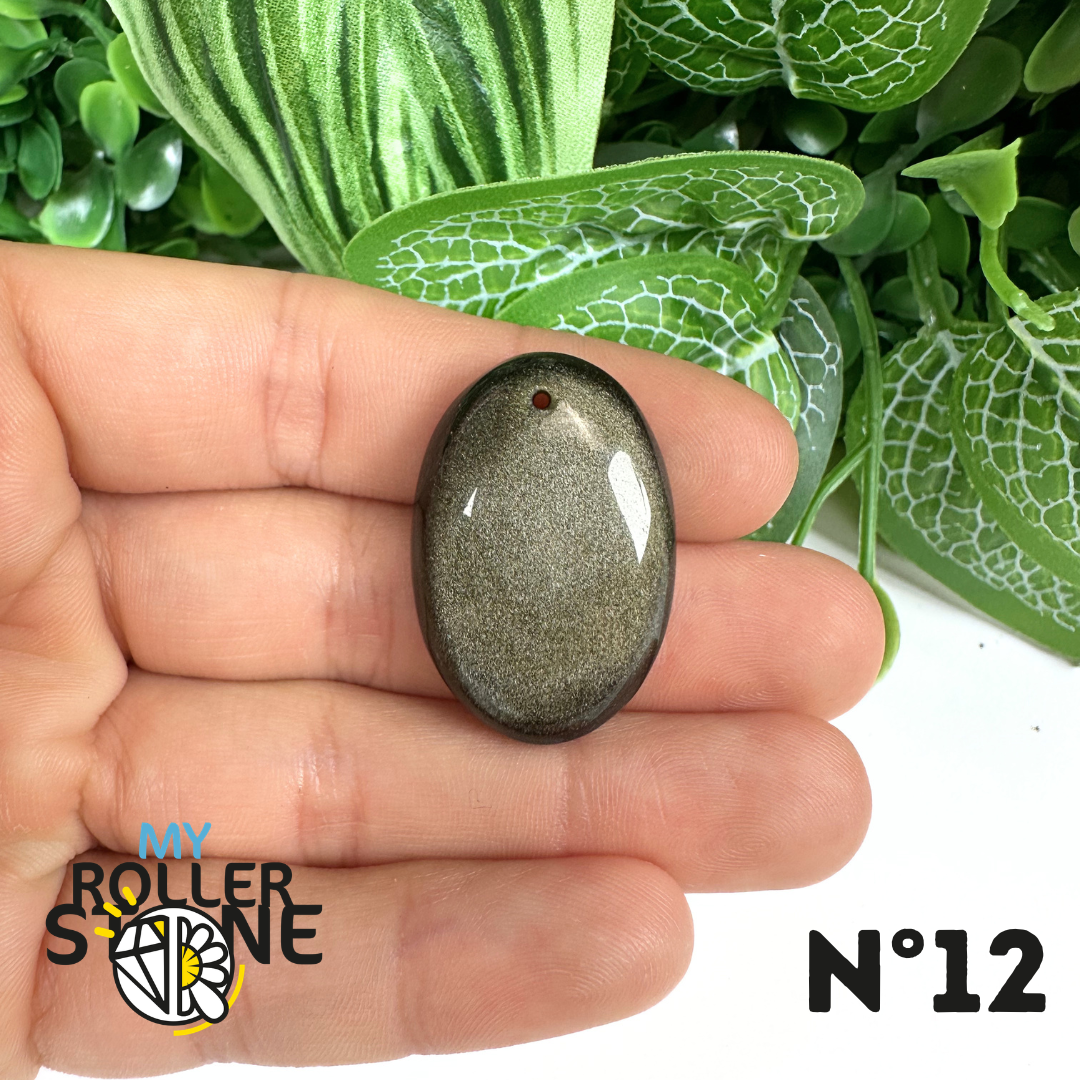 Pendentif Obsidienne dorée 5A percé