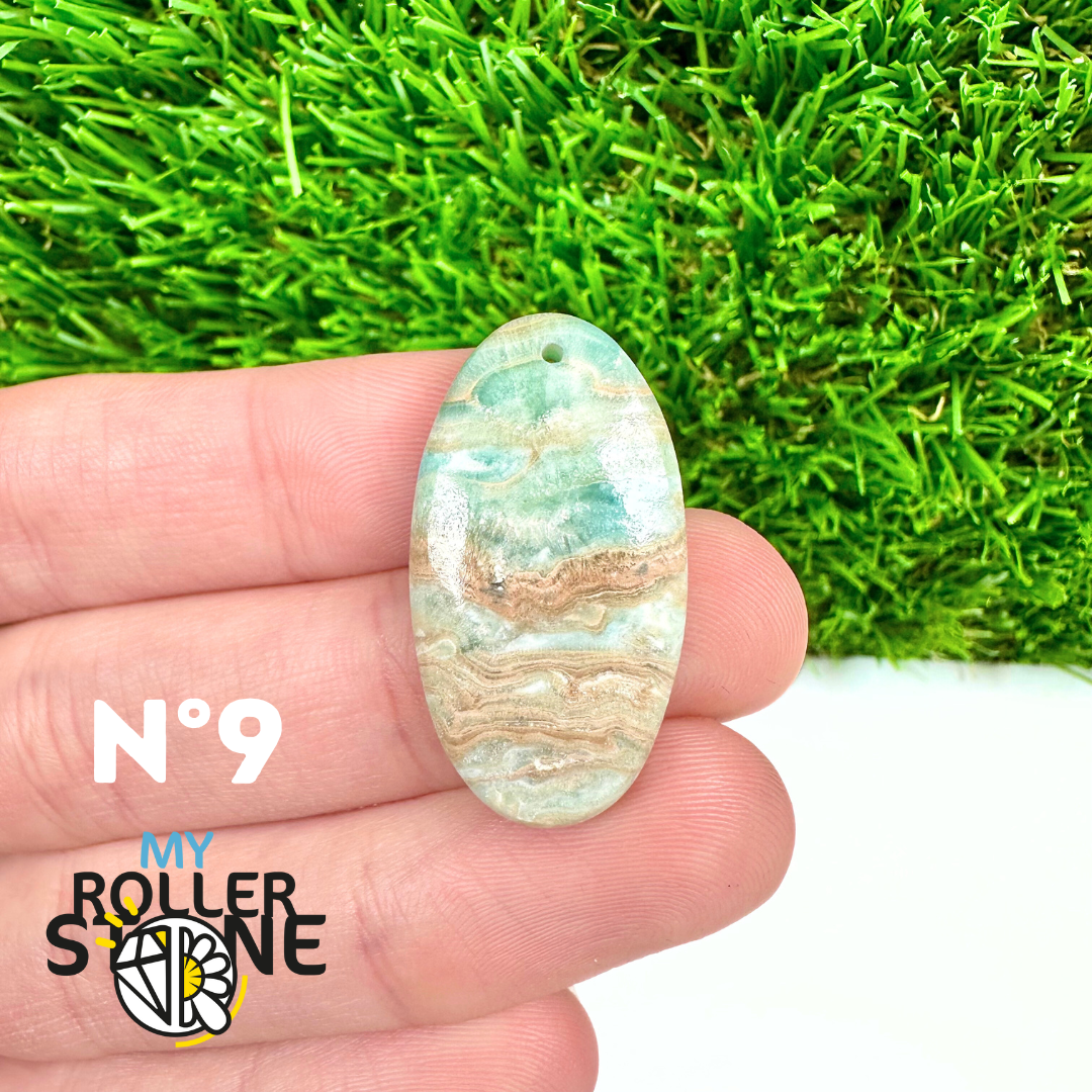 Pendentif Percé Calcite Cambrienne Bleue 5A