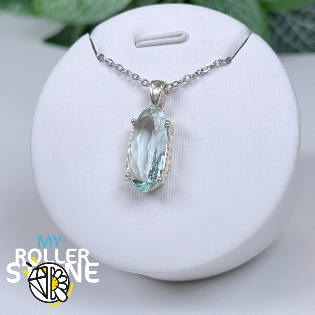 Pendentif Aigue-Marine du Brésil et Argent 925 #6