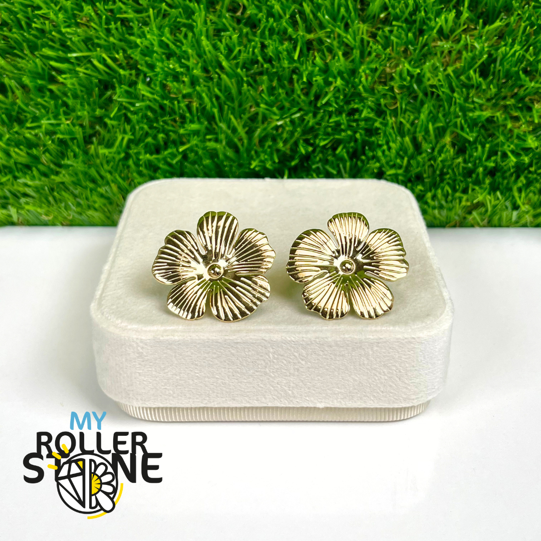 Boucles d'oreilles Fleur d'Or en acier inoxydable