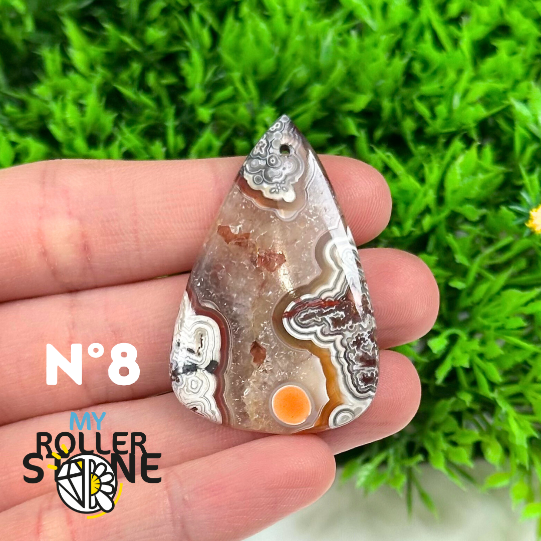 Pendentif Percé Agate Mexicaine 5A