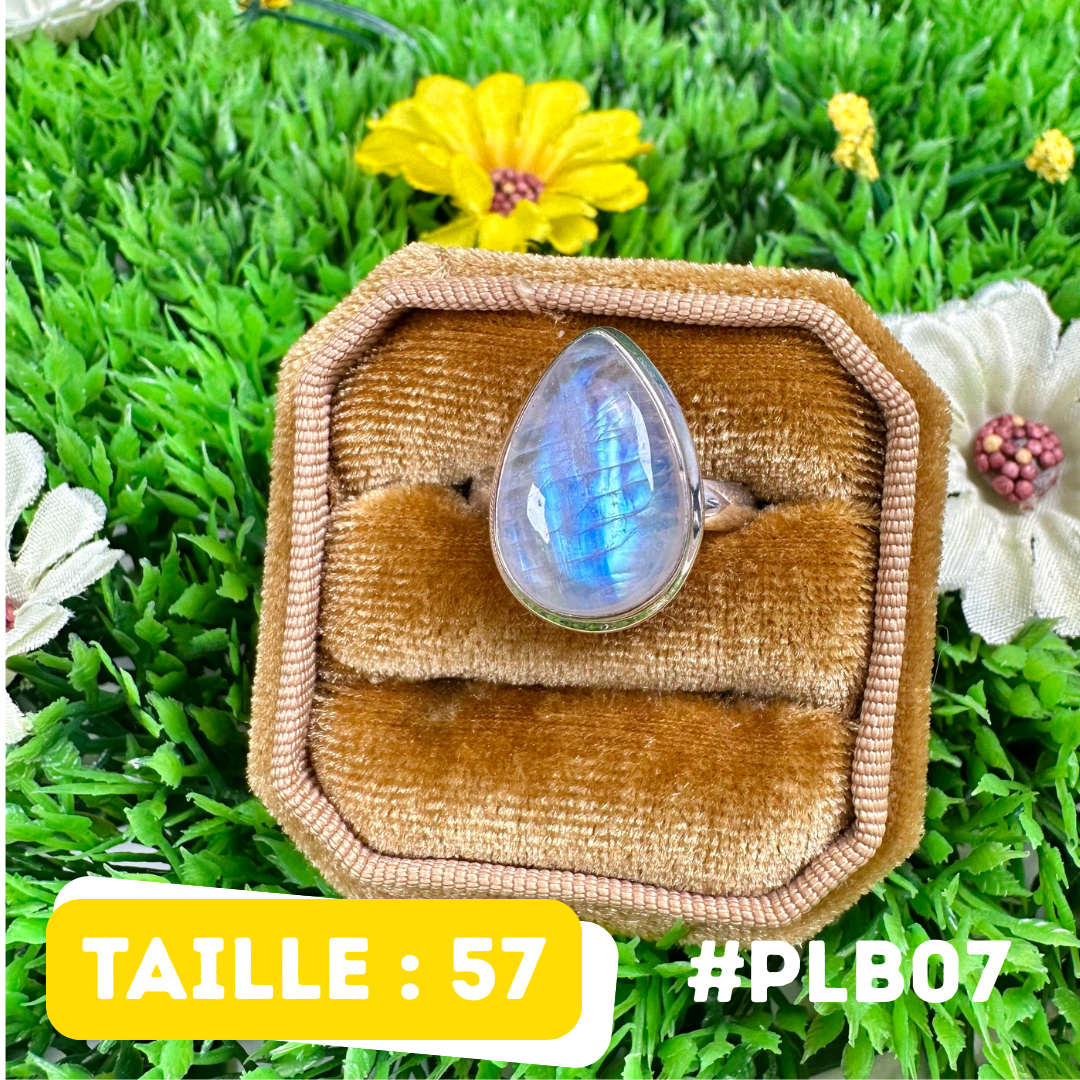 Bague Pierre de Lune Blue Fire #PLB07
