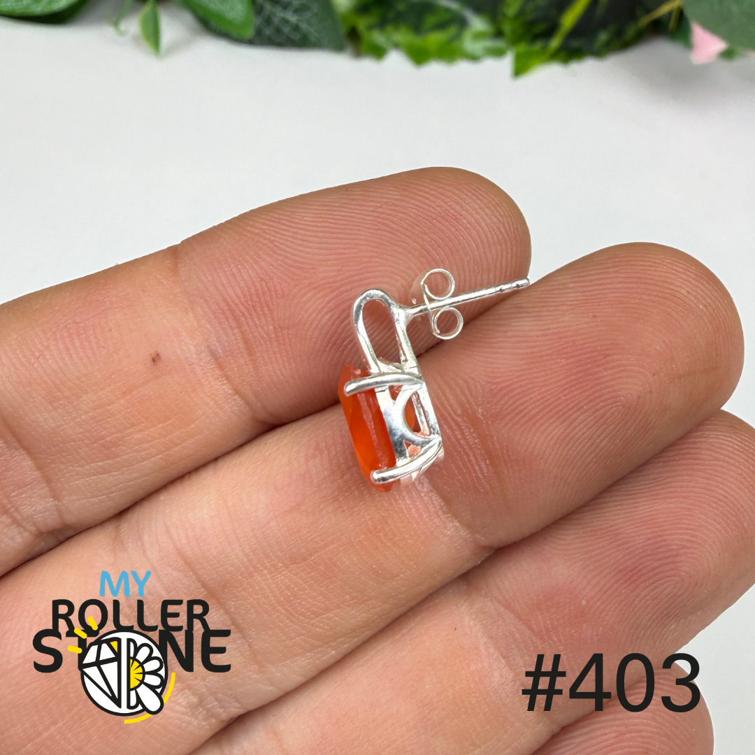Boucles d’oreilles argent cornaline facettée #S403