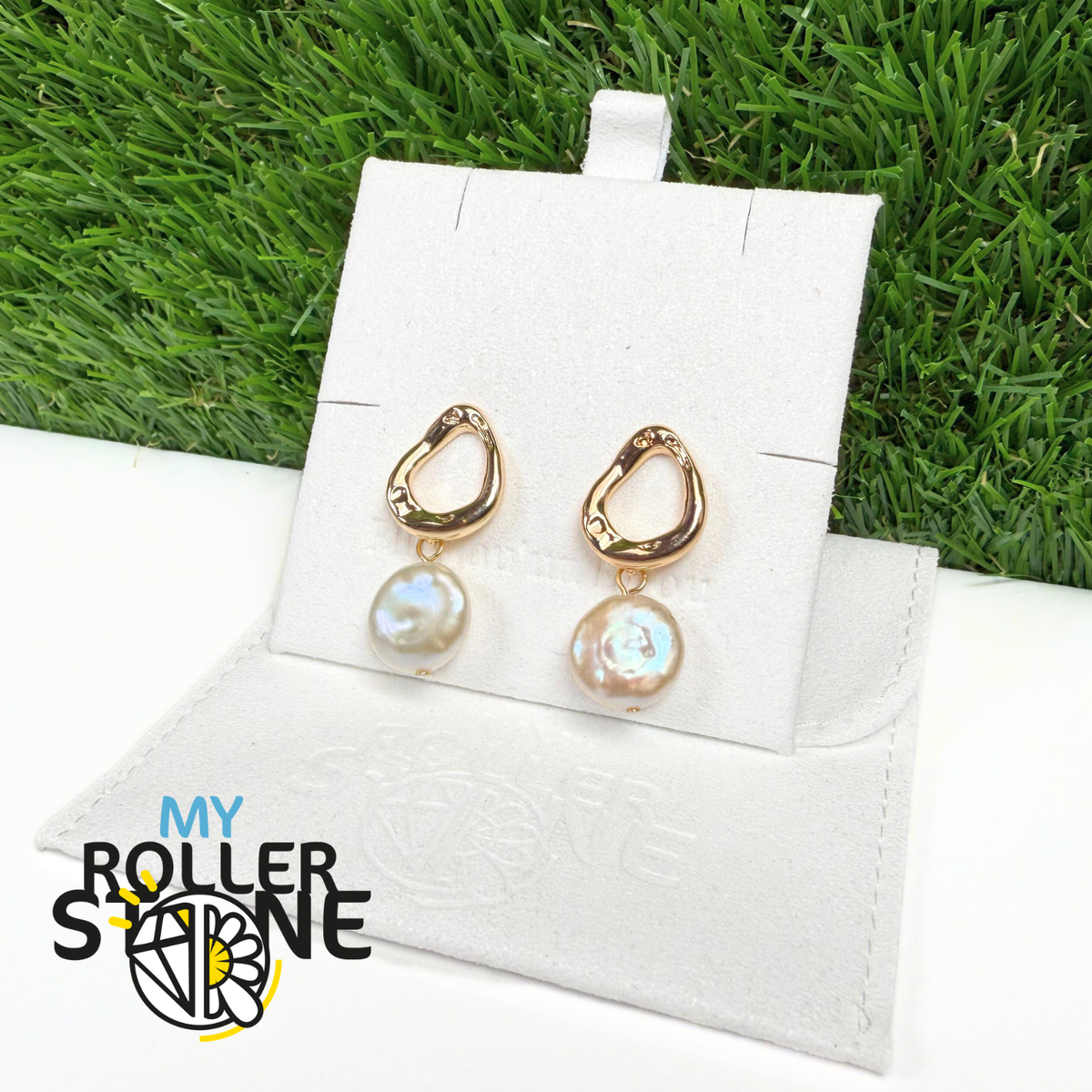 Boucles d'oreilles pendantes à grandes perles plates