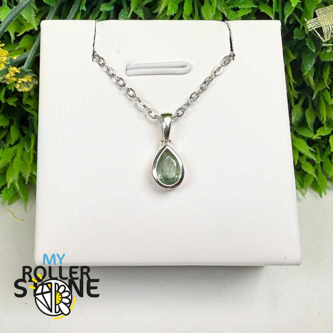 Pendentif Cyanite Verte Menthe Facettée Argent 925
