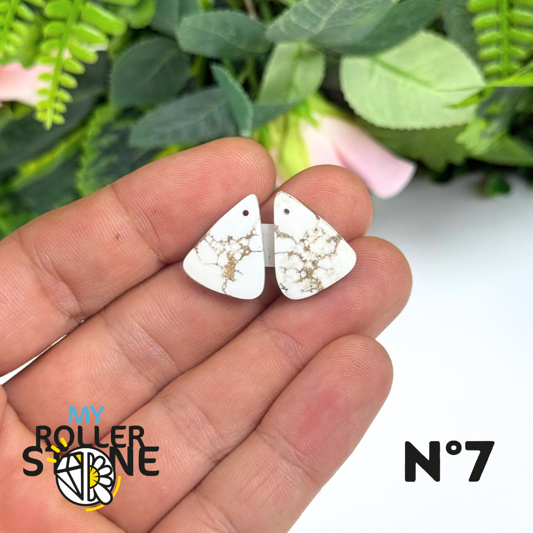 Paire de Cabochon percé en Magnésite Cheval Sauvage pour Boucles d'oreilles