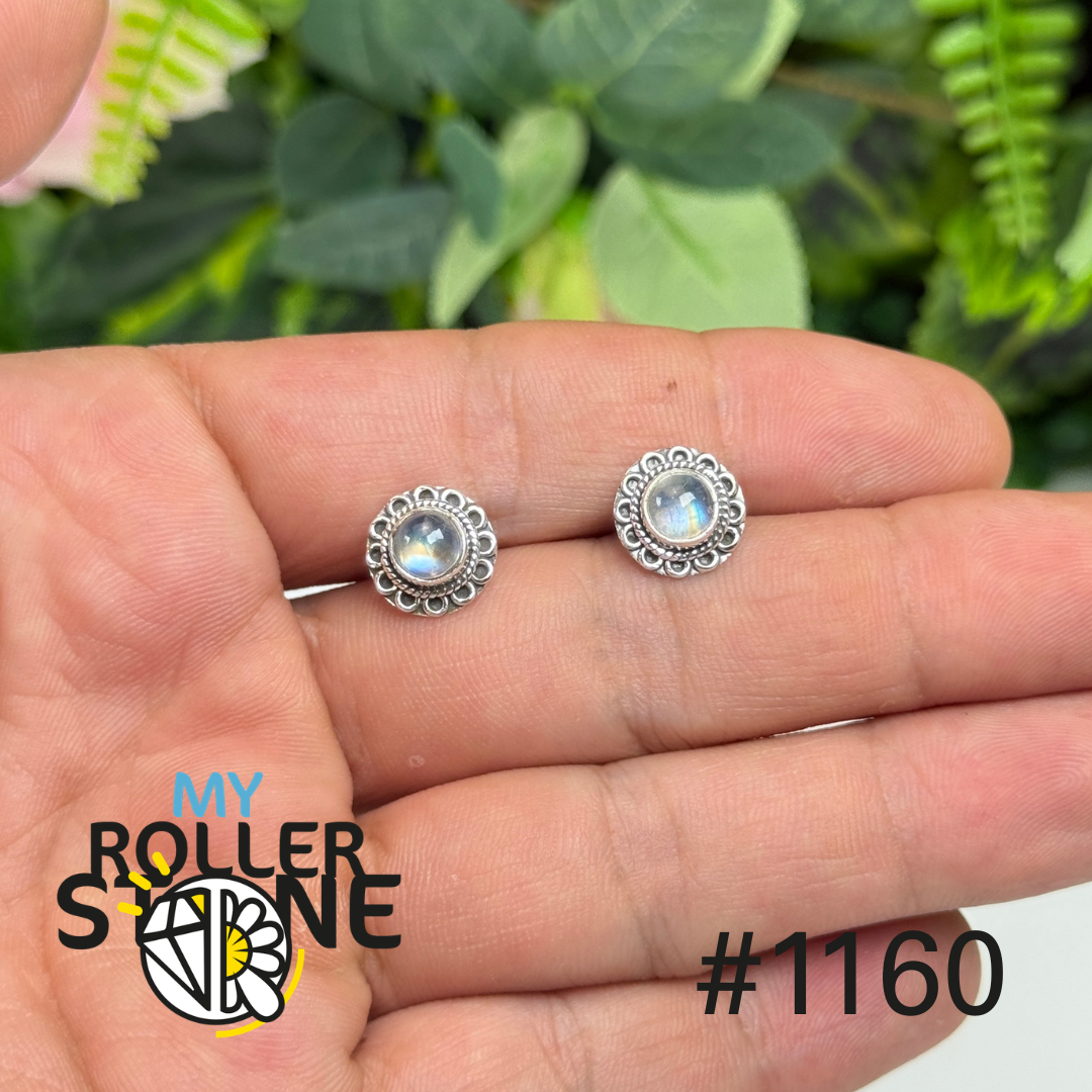 Boucles d’oreilles puces pierre de lune #1160