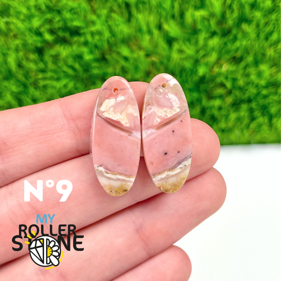 Pendentif Percé Opale Rose Duo