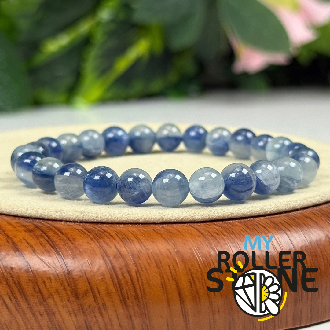 Bracelet en Cyanite Bleue Œil de Chat