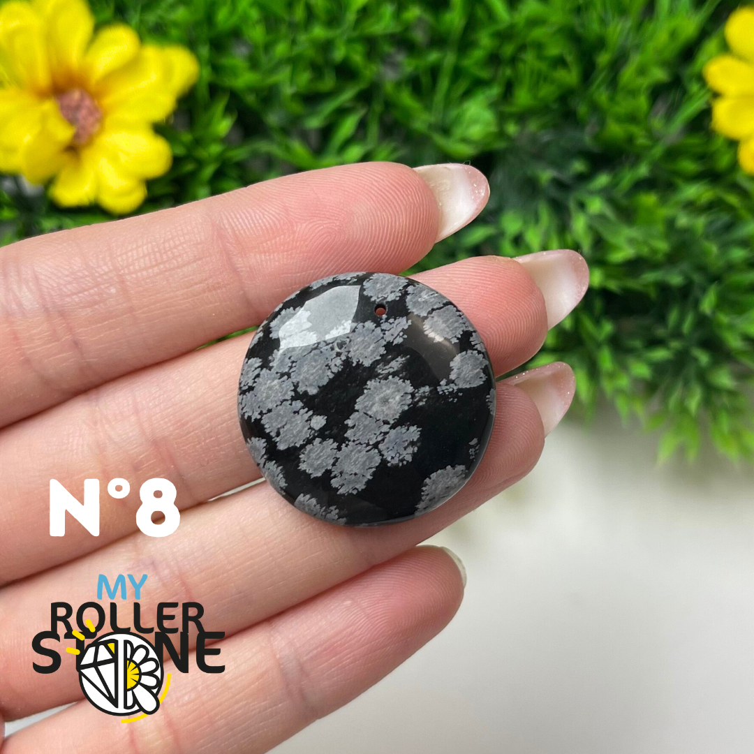 Pendentif Obsidienne flocon de neige 5A percé