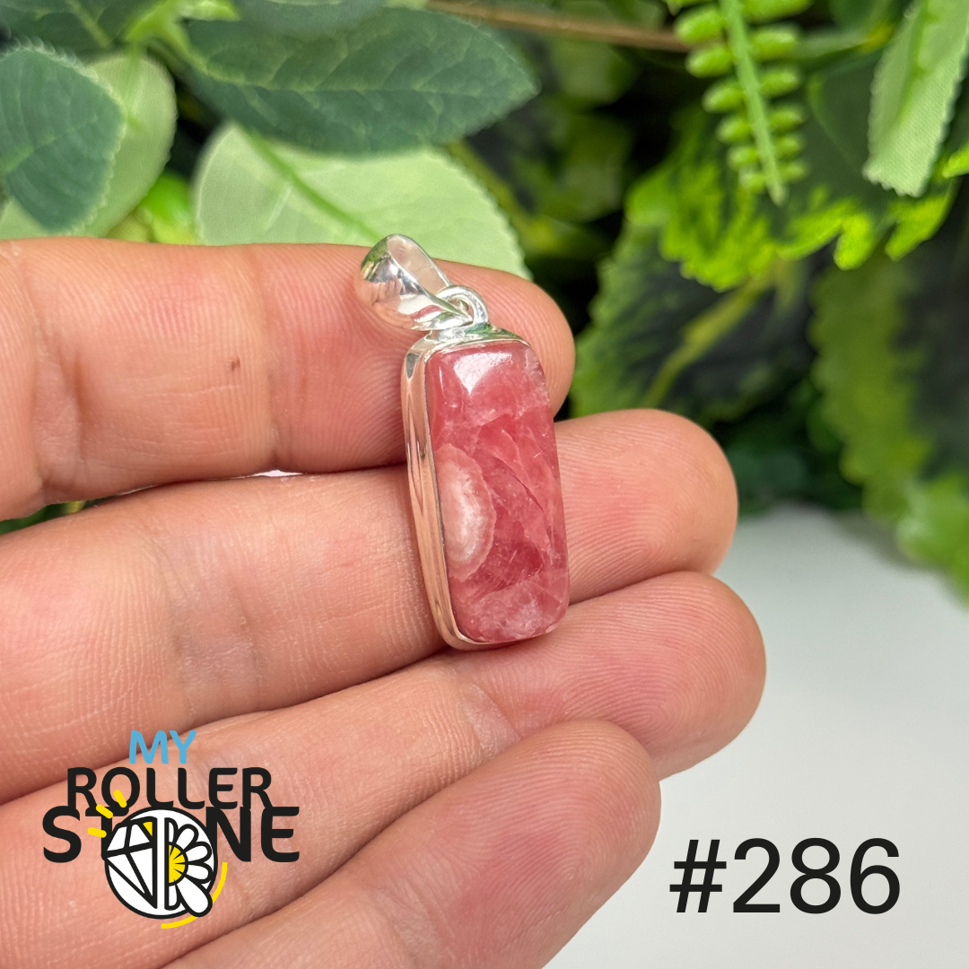 Pendentif argent 925 rhodochrosite translucide #P286