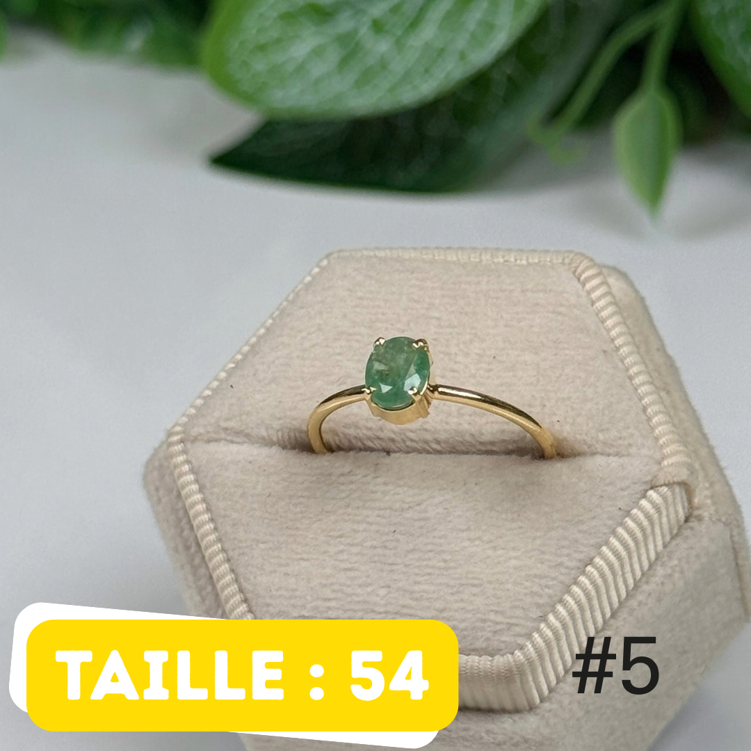 Bague Émeraude Argent 925 Plaqué Or #5