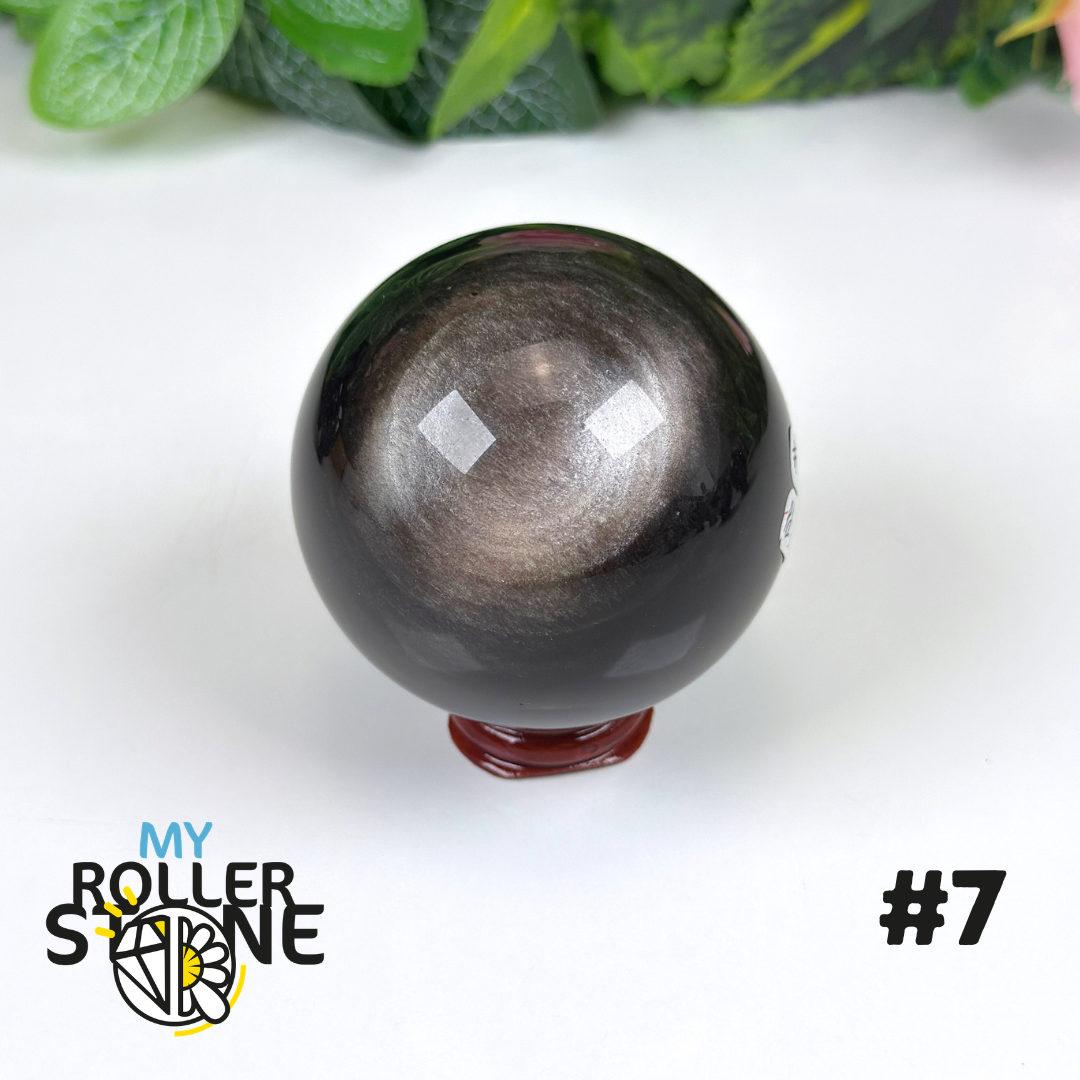 Sphère en Obsidienne argentée