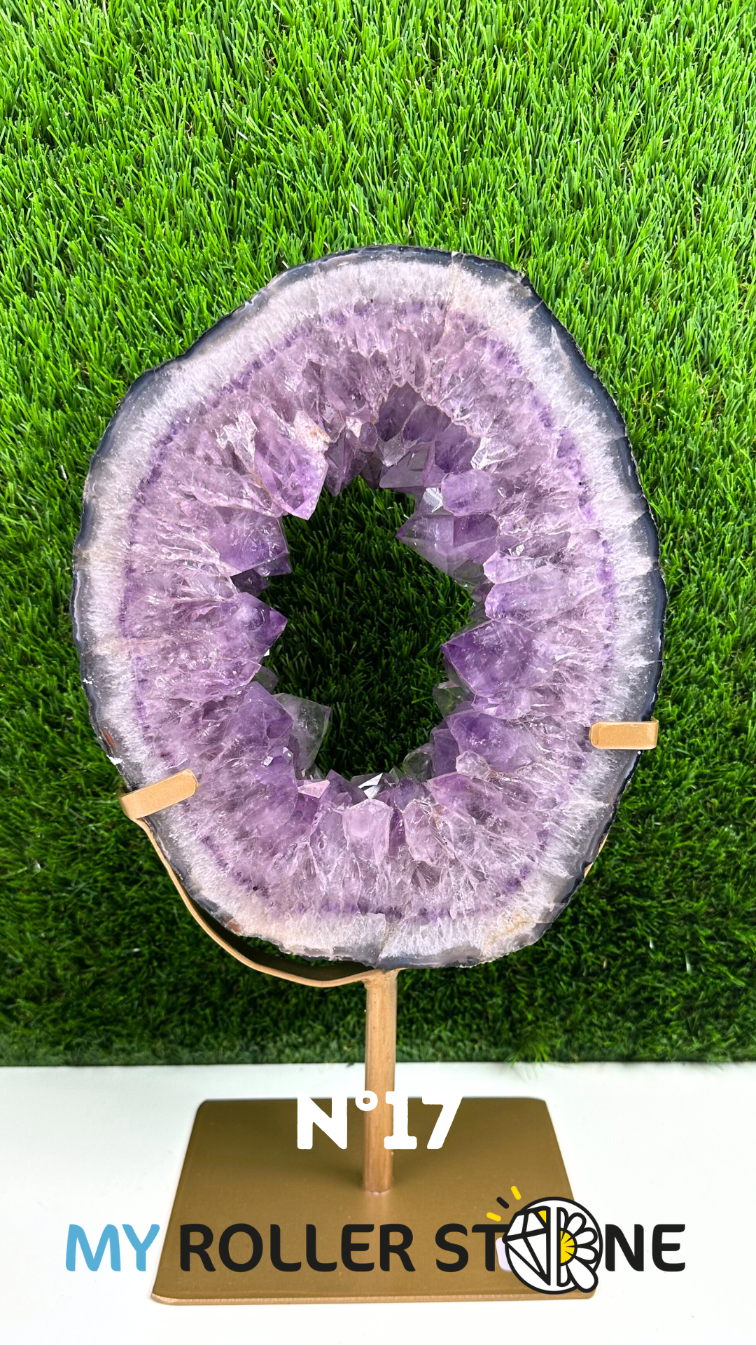 Tranche d'Améthyste sur support métal #17