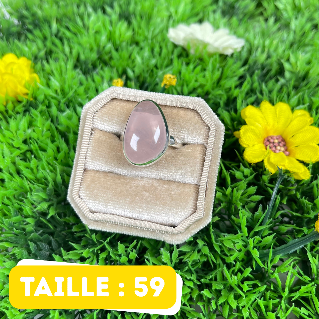 Bague Argent en Quartz rose #109
