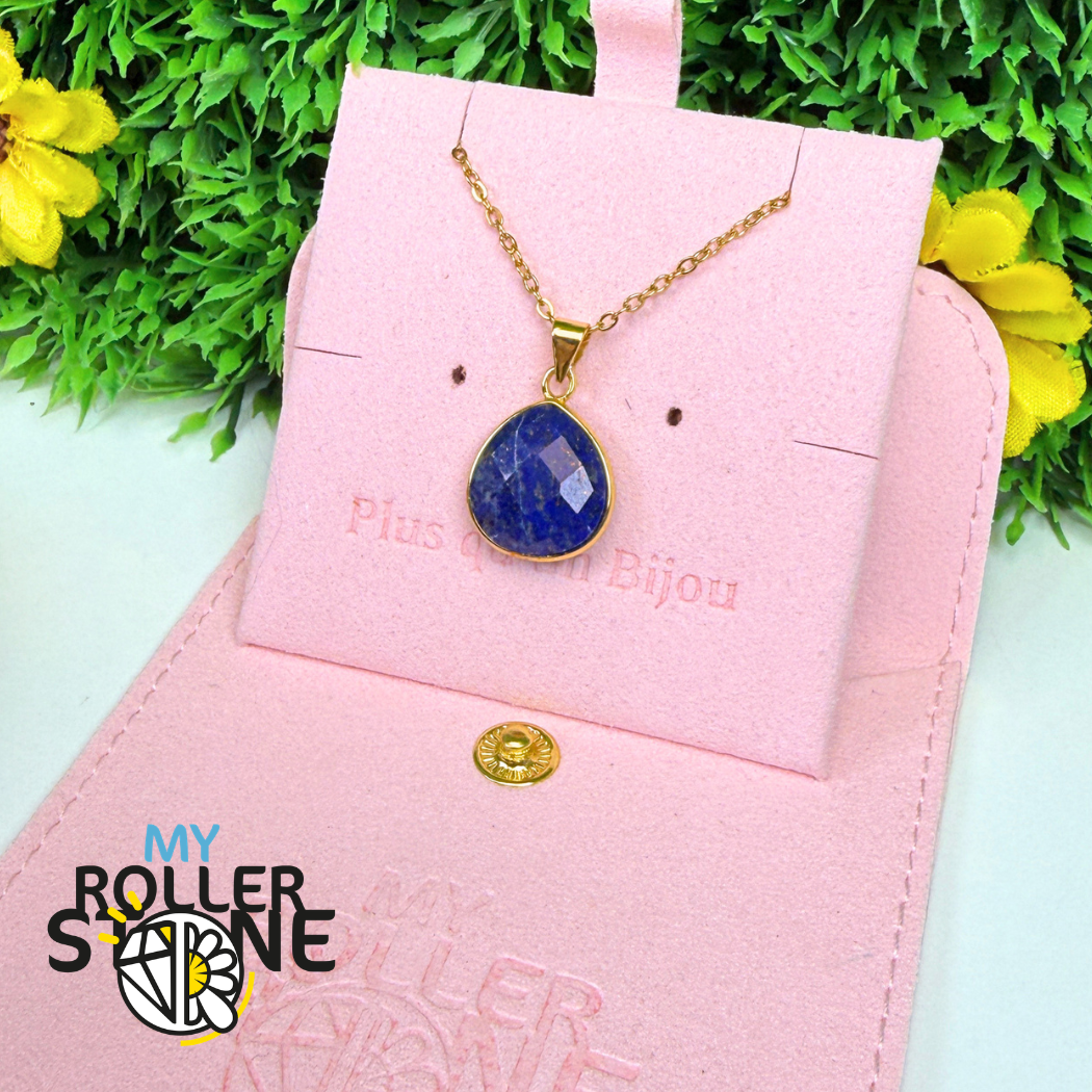 Pendentif Lapis Lazuli Goutte Facettée Doré