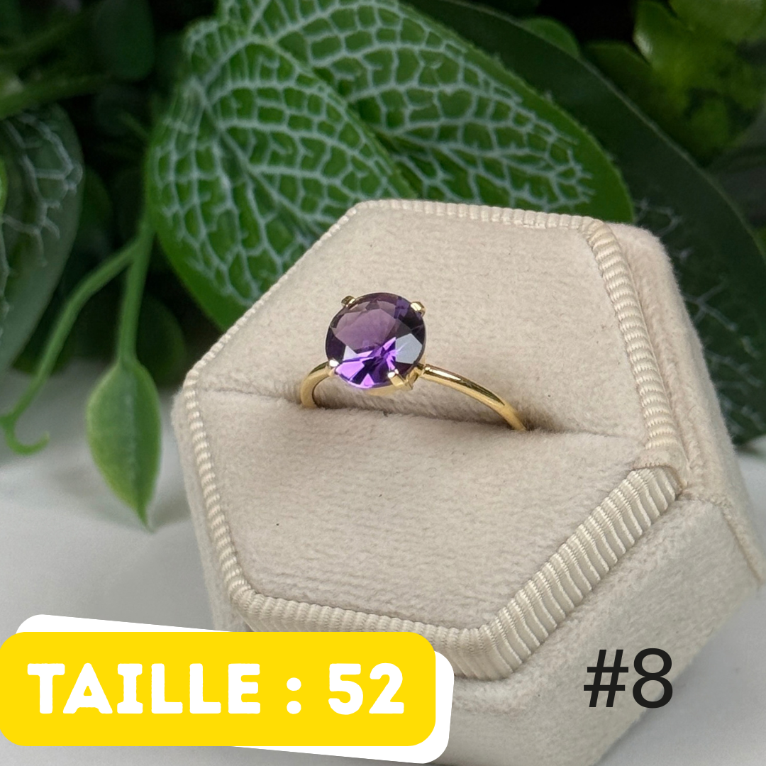 Bague 925 Améthyste Argent 925 Plaqué Or #8