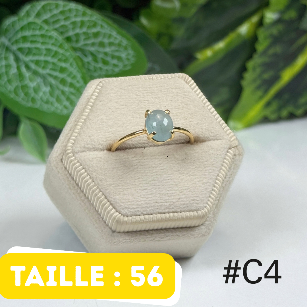 Bague Aigue-Marine Argent 925 Plaqué Or #C4