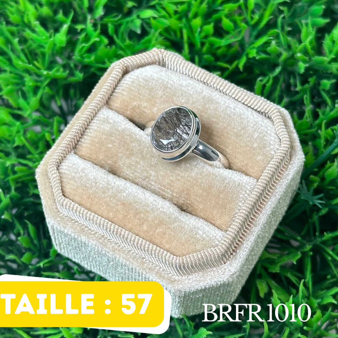 Bague Argent en Quartz rutile noir #BRFR 1010