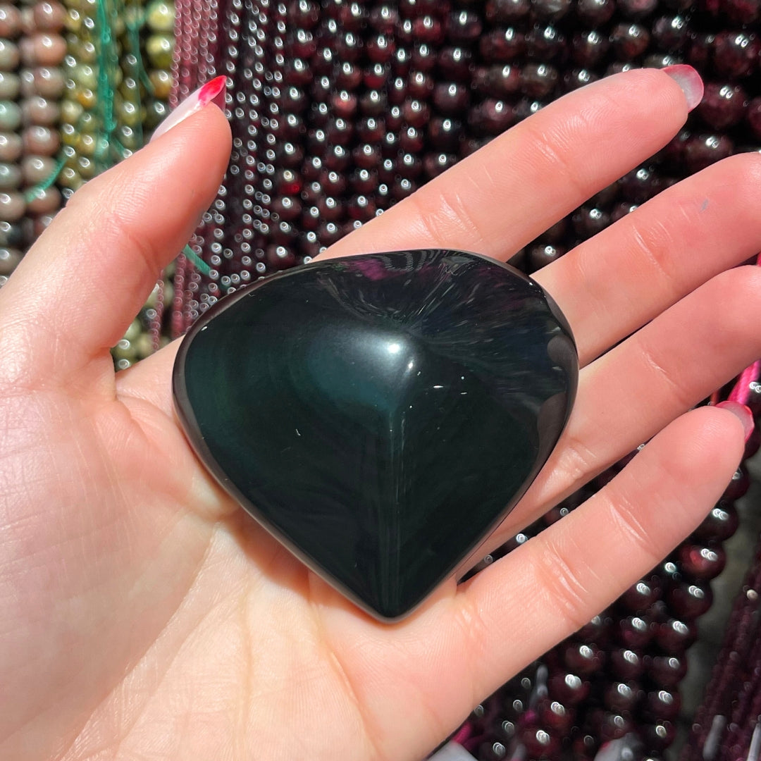 Pendentif coeur en obsidienne noire - 20mm - Lithothérapie