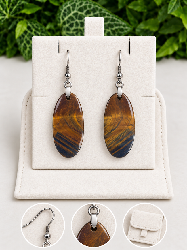 Coffret pour Boucles d’Oreilles – Supports en Acier Argenté et Étui en Suédine