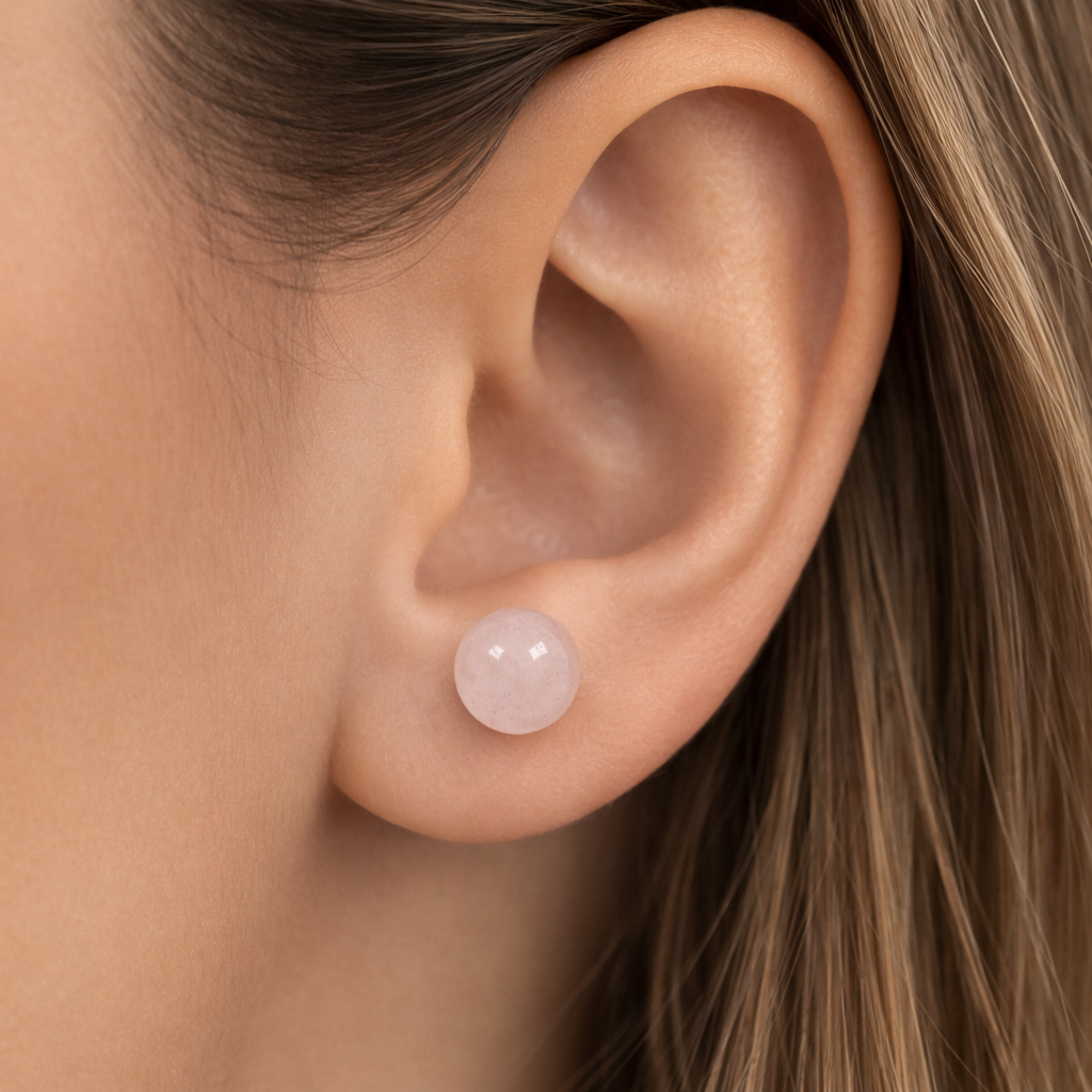 Boucles d'Oreilles Perles Quartz rose Argent 925