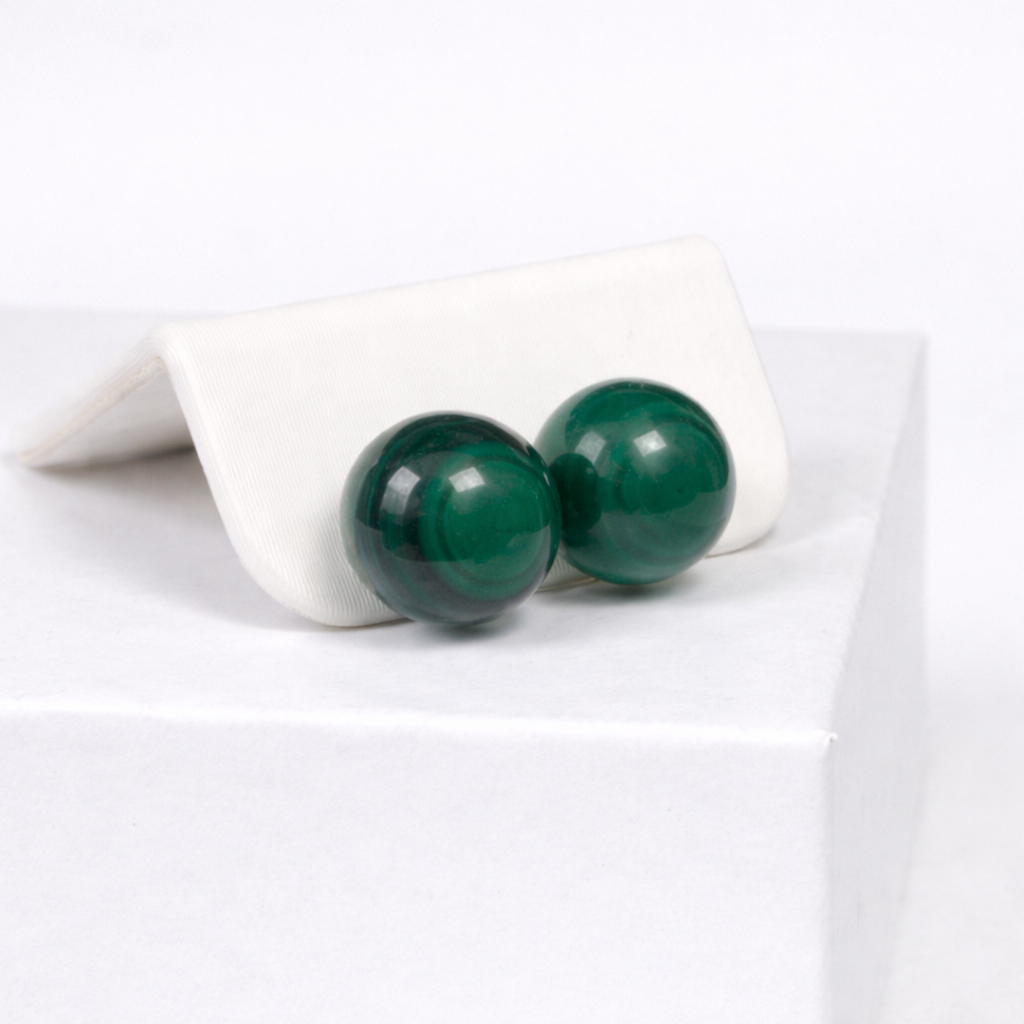 Boucles d'Oreilles Perles Malachite Argent 925