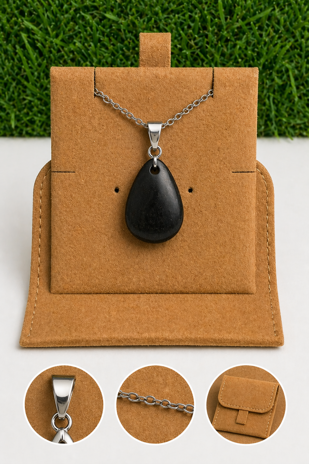 Box collier Argent (Chaîne +Bélière+Pochette suédine)