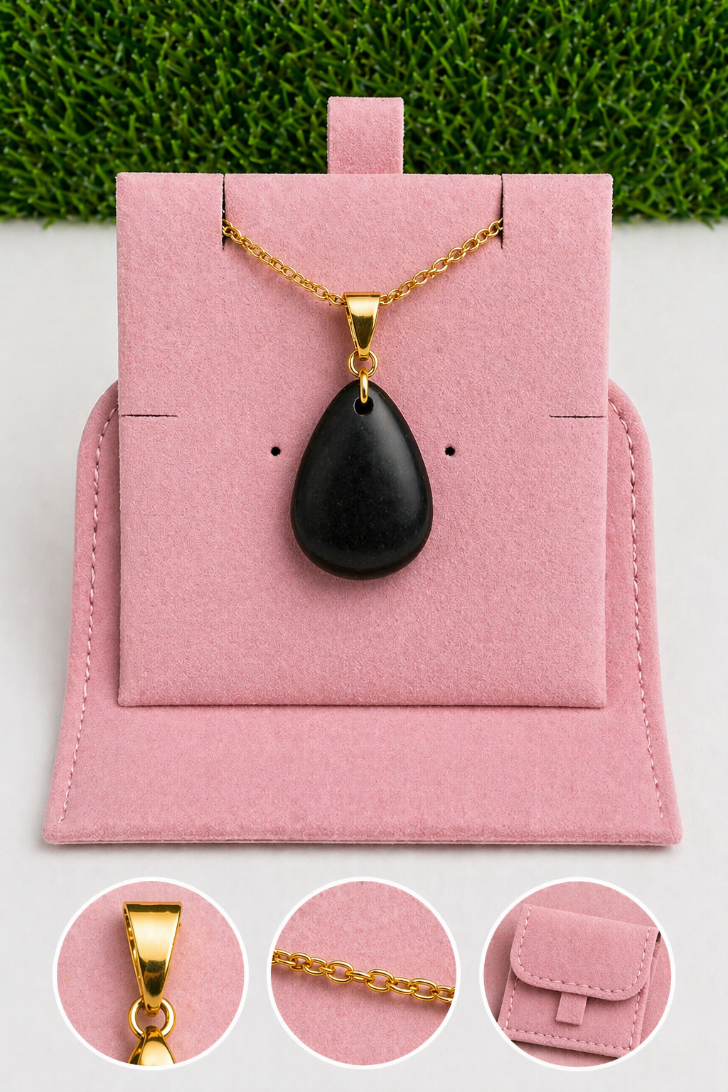 Box collier Or (Chaîne +Bélière+Pochette suédine)