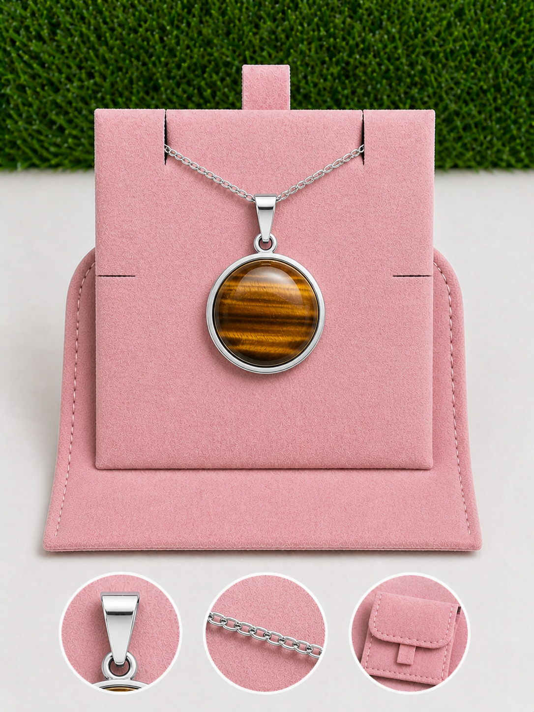 Box pendentif sertis couleur argent - 45 cm (Chaîne +Bélière+Boite)