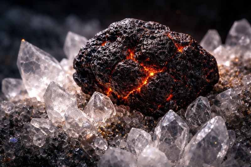 Purification sur amas de quartz de la pierre de lave