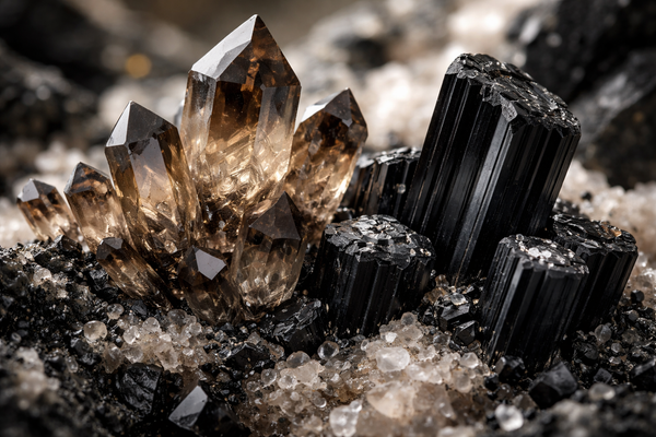 Quartz Fumé et Tourmaline noire