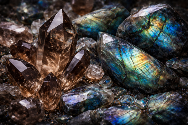 Quartz Fumé et Labradorite