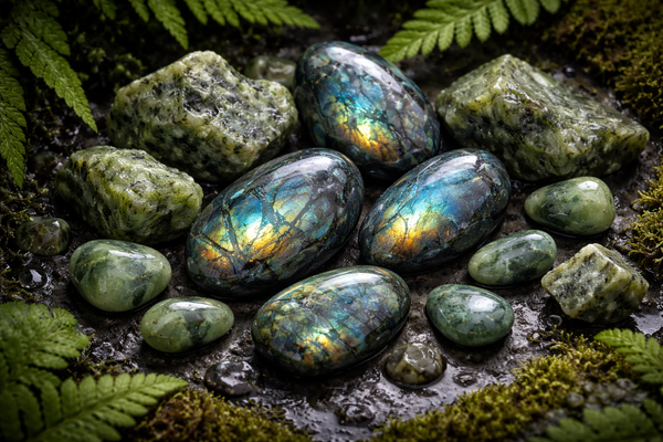 Serpentine et Labradorite