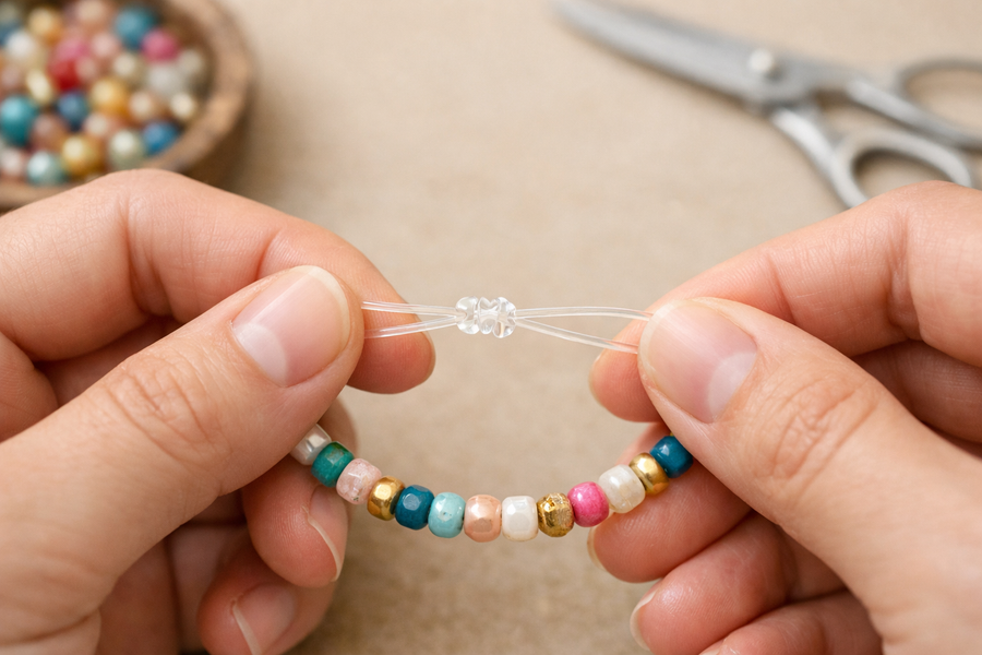 Nœud chirurgien pour bracelet élastique